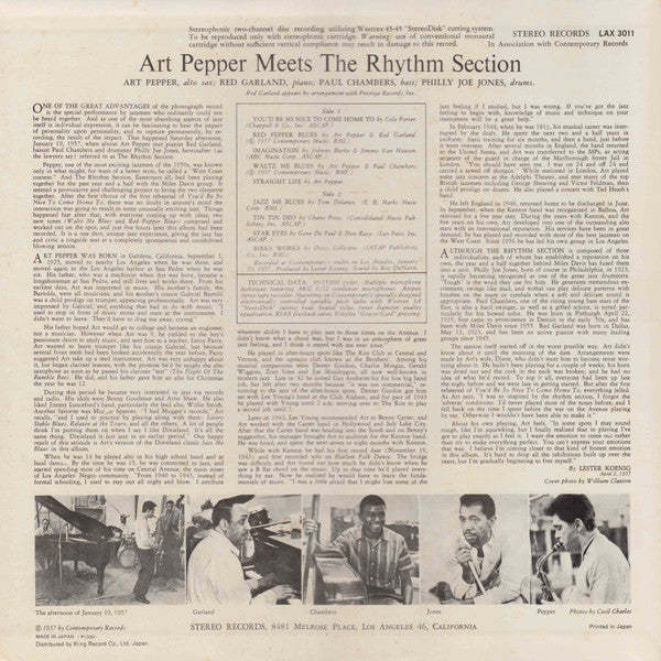 Art Pepper Meets The Rhythm Section