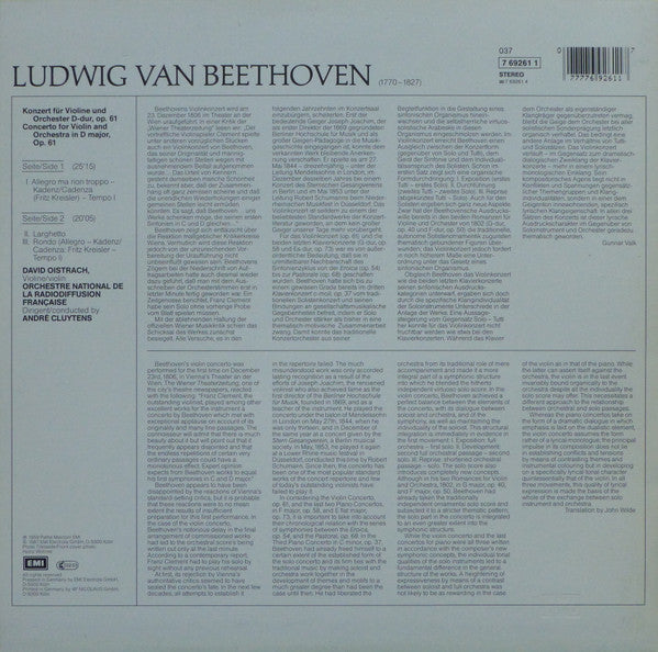 Release: Violin Concerto-Vinyl-Germany-1987-037 769261 1-8462345