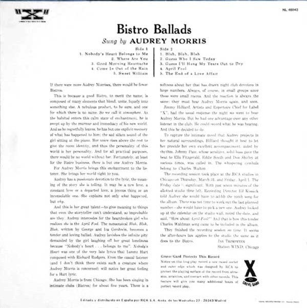 Bistro Ballads Sung By Audrey Morris