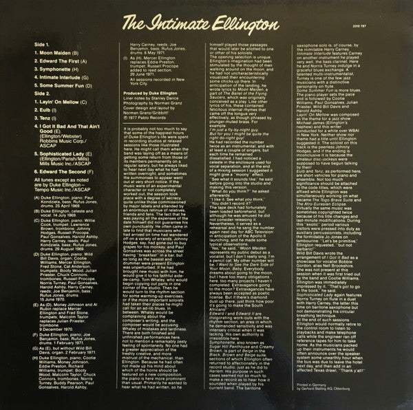 Release: The Intimate Ellington-Vinyl-Germany-1977-2310 787-6175606