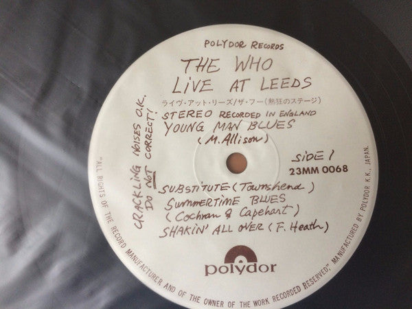 Release: Live At Leeds-Vinyl-Japan-1981-23MM0068, 23MM 0068-4648399