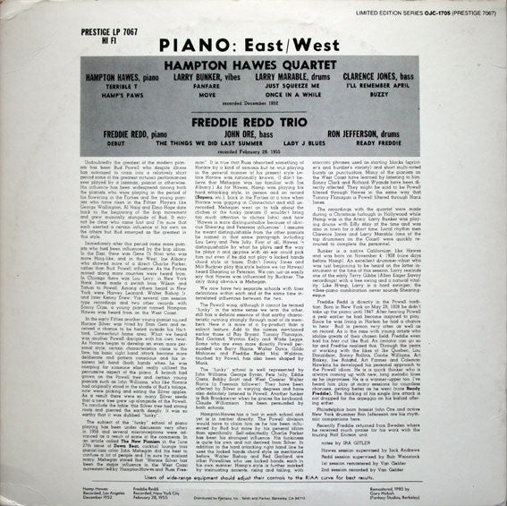 Release: Piano: East/West-Vinyl-US-1985-OJC-1705, P-7067-6278358