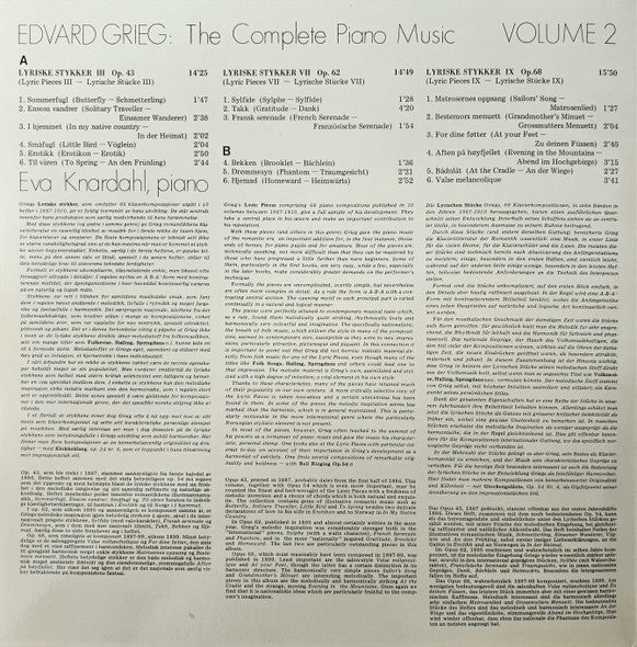Release: The Complete Piano Music Volume 2: Lyriske Stykker III, VII, IX Op. 43, 62, 68-Vinyl-Sweden-1977-LP-105-7677775