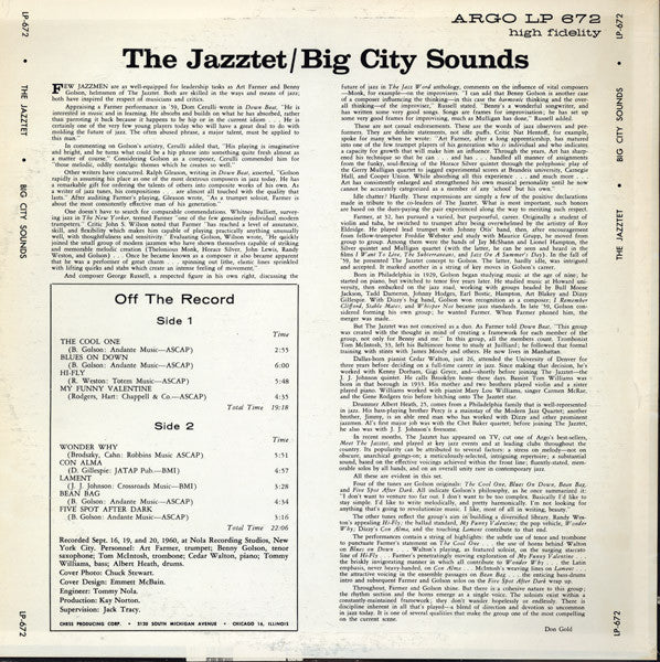 Master Release: Big City Sounds by The Jazztet