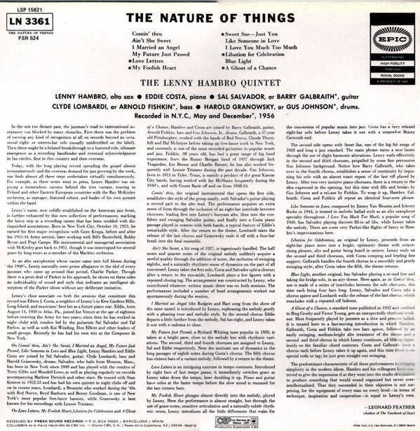 Master Release: The Nature Of Things by The Lenny Hambro Quintet