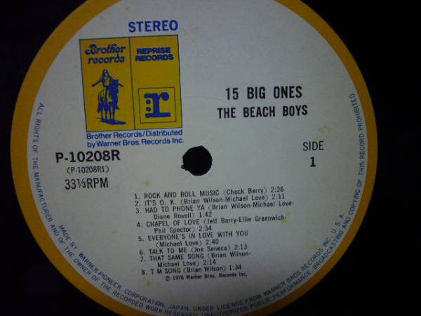 Release: 15 Big Ones-Vinyl-Japan-1976-P-10208R, P-10208R-4193059