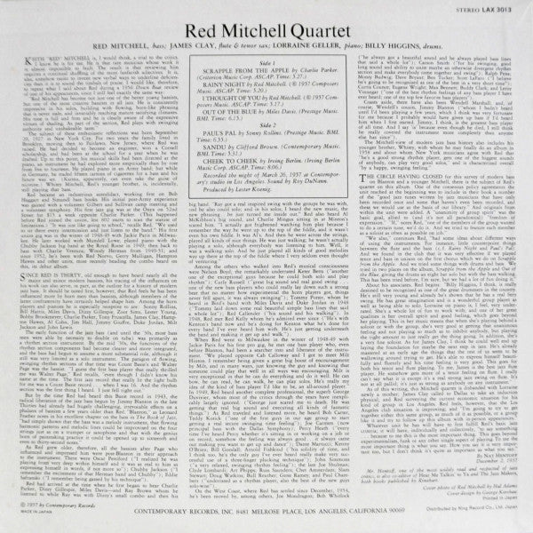 Release: Presenting Red Mitchell-Vinyl-Japan-1974-LAX-3013-9520732