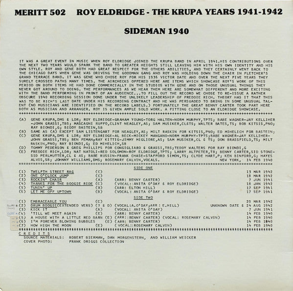 The Krupa Years 1941-1942; Sideman 1940