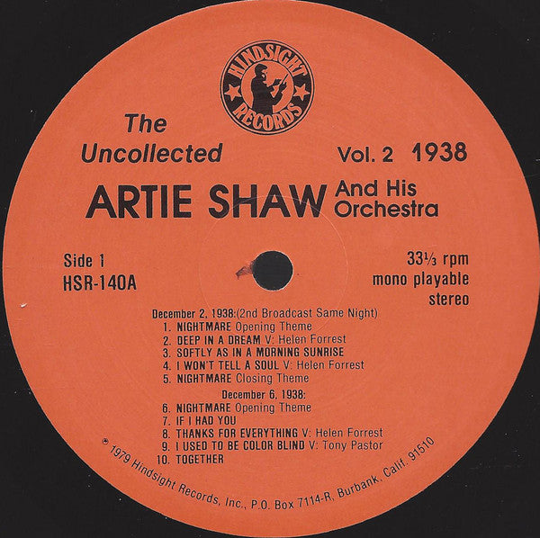 The Uncollected Artie Shaw, Vol. 2, 1938