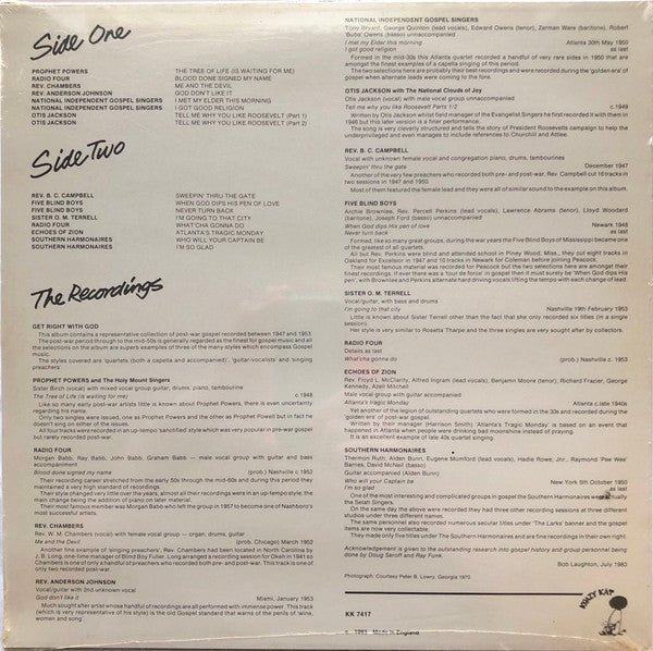 Release: Get Right With God (Hot Gospel 1947 - 1953)-Vinyl-UK-1983-KK 7417, LP 7417-1730716