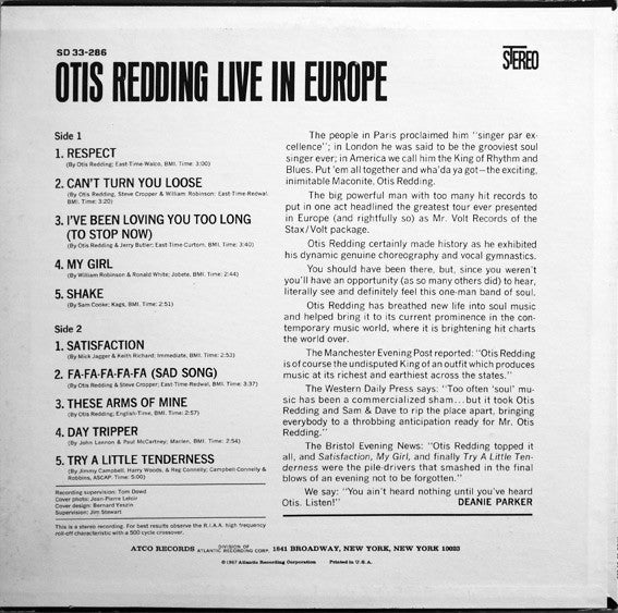 Release: Otis Redding Live In Europe-Vinyl-US-None-SD 33-286-6570527