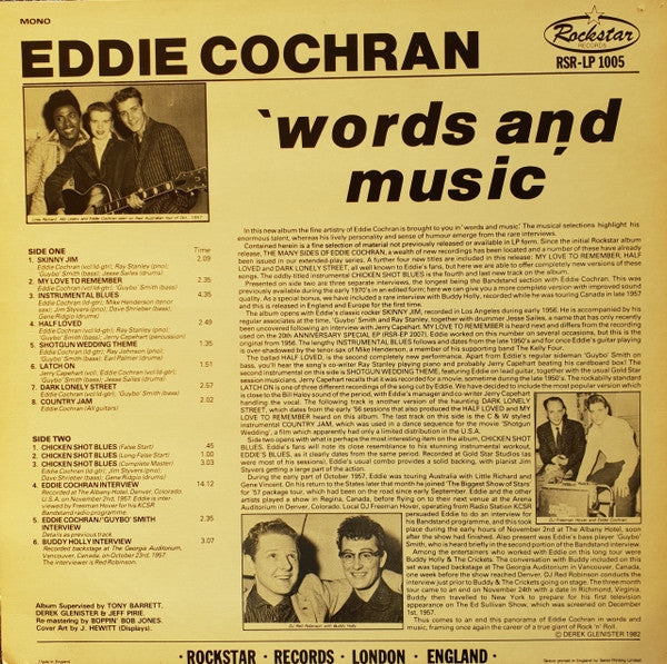 Release: Words And Music-Vinyl-UK-1982-RSR-LP 1005-3724148