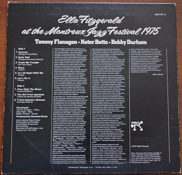 Ella Fitzgerald At The Montreux Jazz Festival 1975