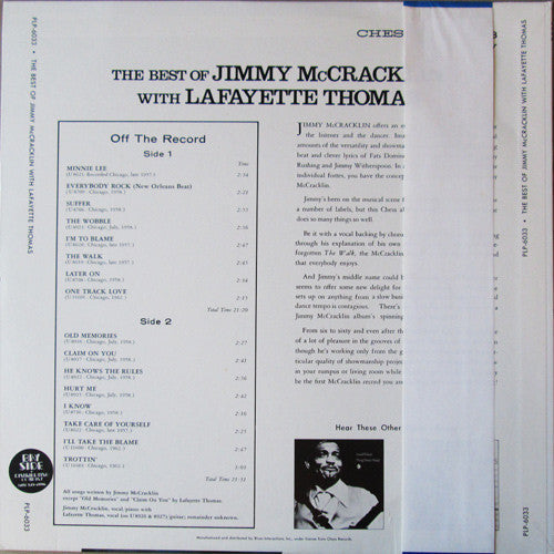 Master Release: The Best Of Jimmy McCracklin With Lafayette Thomas by Jimmy McCracklin