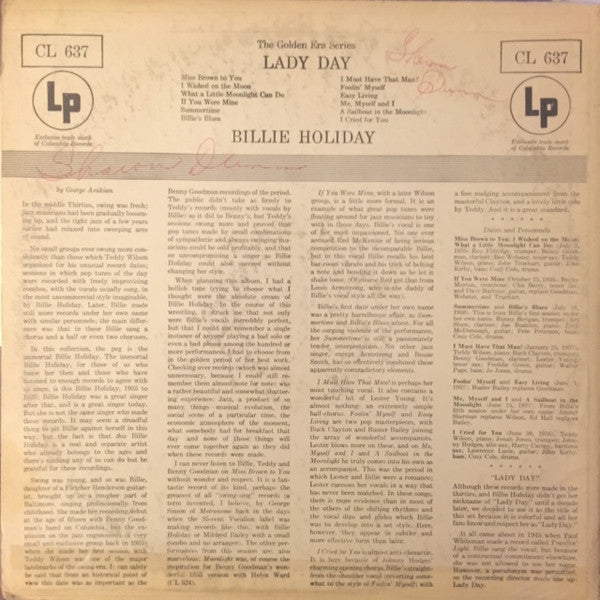 Release: Lady Day-Vinyl-US-1972-CL 637-6913928