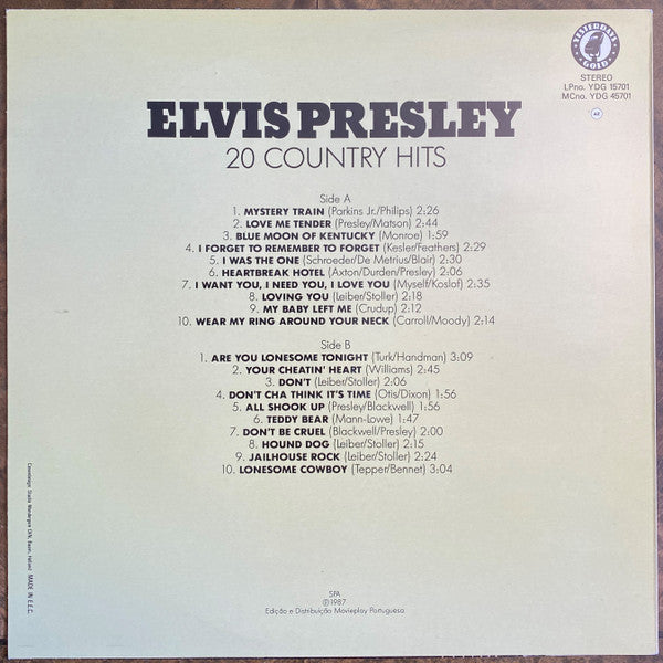 Release: 20 Country Hits-Vinyl-Portugal-1987-15701, YDG 15701-6403535