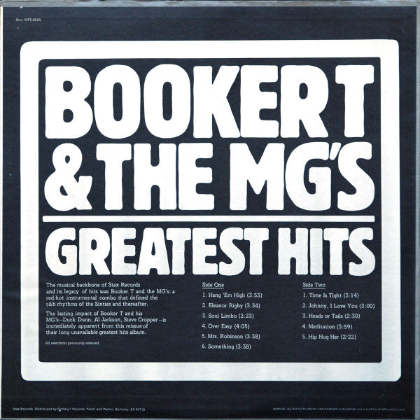 Release: Booker T. & The M.G.'s Greatest Hits-Vinyl-US-1980-MPS-8505-2398462