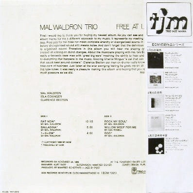 Master Release: Free At Last by Mal Waldron Trio