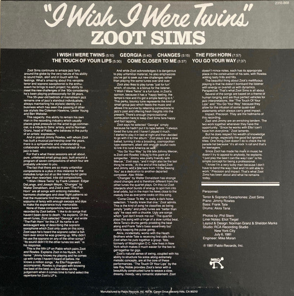 Release: I Wish I Were Twins-Vinyl-US-1981-2310-868-4729813