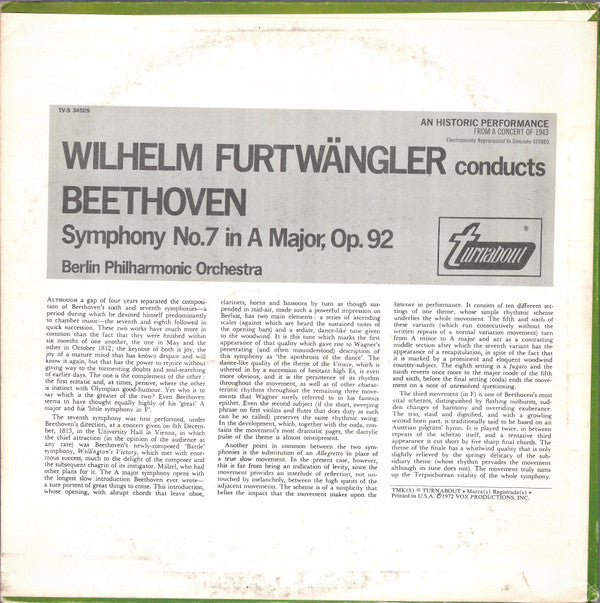 Master Release: Symphonie Nr. 7 A-Dur by Wilhelm Furtwängler