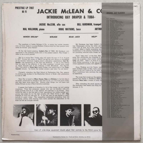 Release: Jackie McLean & Co.-Vinyl-US-1983-OJC-074, P-7087-3282926
