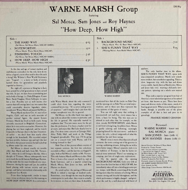 Master Release: How Deep/How High by Warne Marsh Group