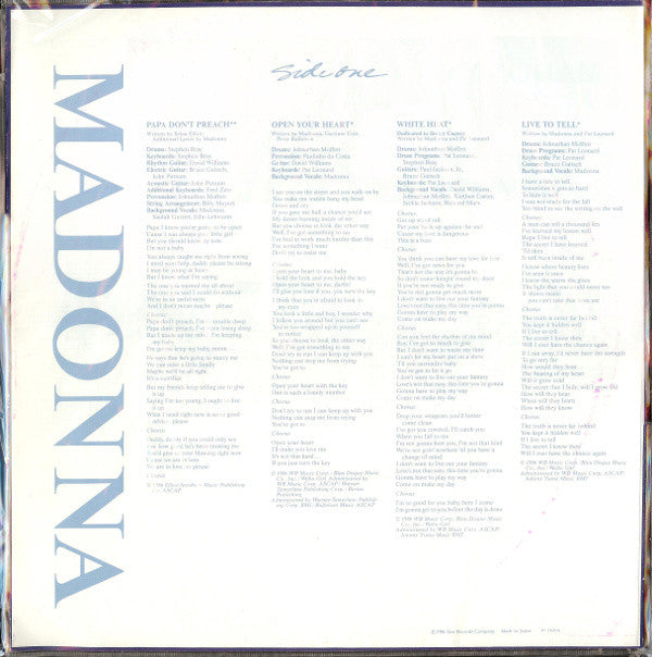 Release: True Blue-Vinyl-Japan-1987-P-15004-1541754