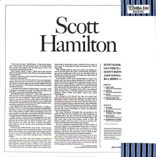 Release: Scott Hamilton Is A Good Wind Who Is Blowing Us No Ill-Vinyl-Japan-1978-ICJ-70152-7154834
