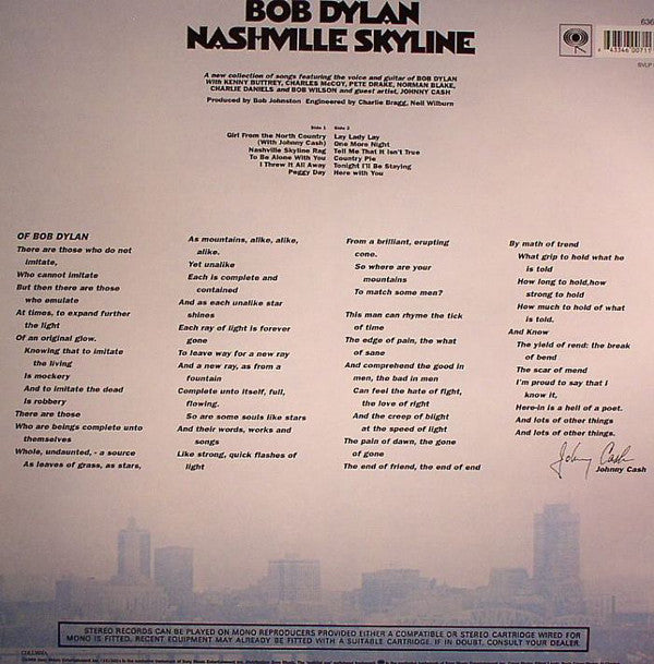 Release: Nashville Skyline-Vinyl-UK-2009-SVLP 071, 63601-2065903