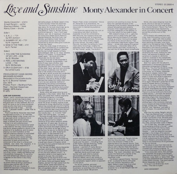 Master Release: Love And Sunshine by Monty Alexander