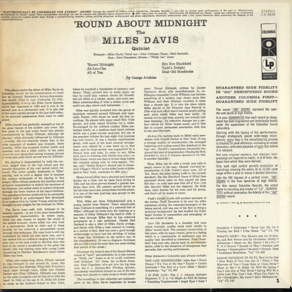 Release: 'Round About Midnight-Vinyl-US-1962-CS 8649-1023714