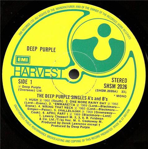 Release: The Deep Purple Singles A's & B's-Vinyl-UK-1978-SHSM 2026, OC 054-06 752-1149408