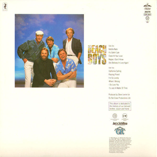 Release: The Beach Boys-Vinyl-Europe-1985-CRB 26378, 26378-1761918