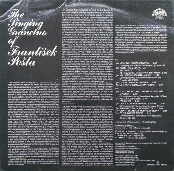 Release: The Singing Grancino Of František Pošta-Vinyl-Czechoslovakia-1983-1111 3195-24291038