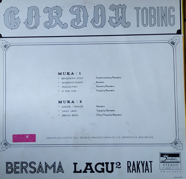 Master Release: Bersama Lagu2 Rakyat by Gordon Tobing