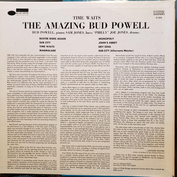 Release: The Amazing Bud Powell, Vol. 4 - Time Waits-Vinyl-US-1977-BST 81598, BLP-1598-13577706