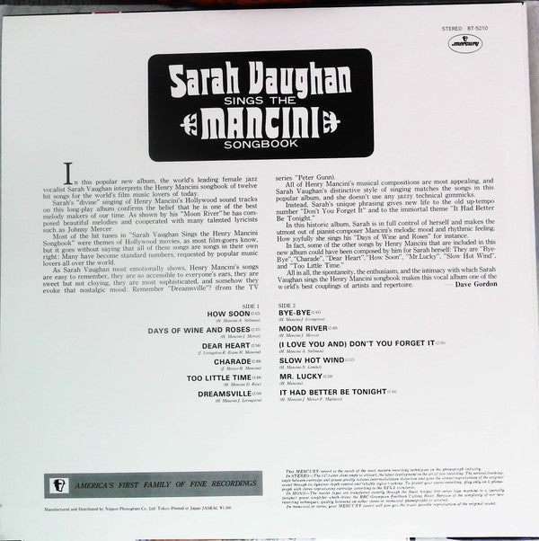 Release: Sings The Mancini Songbook-Vinyl-Japan-None-BT-5210-22615568