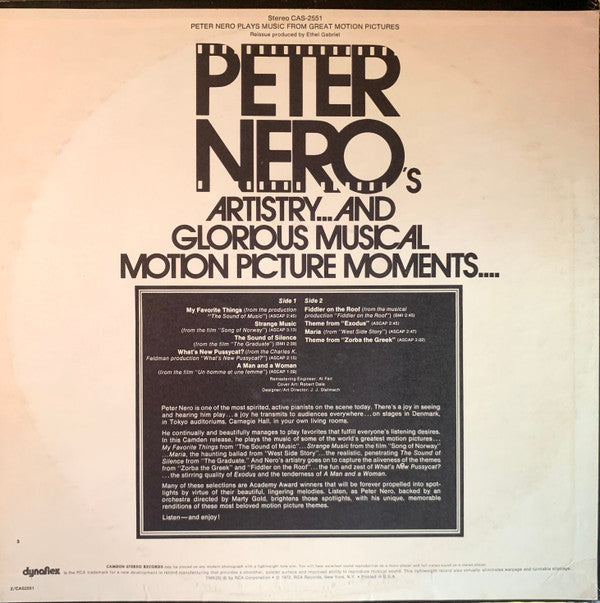 Release: Peter Nero Plays Music From Great Motion Pictures-Vinyl-US-1972-CAS-2551-26686592