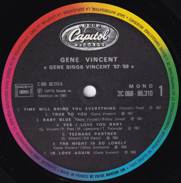 Release: Gene Sings Vincent '57-'59-Vinyl-France-1981-2C 068 - 86.310, 2C 068-86310-18750085