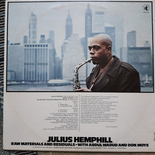 Master Release: Raw Materials And Residuals by Julius Hemphill