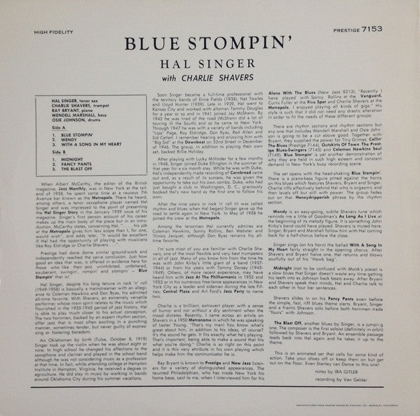 Master Release: Blue Stompin' by Hal Singer