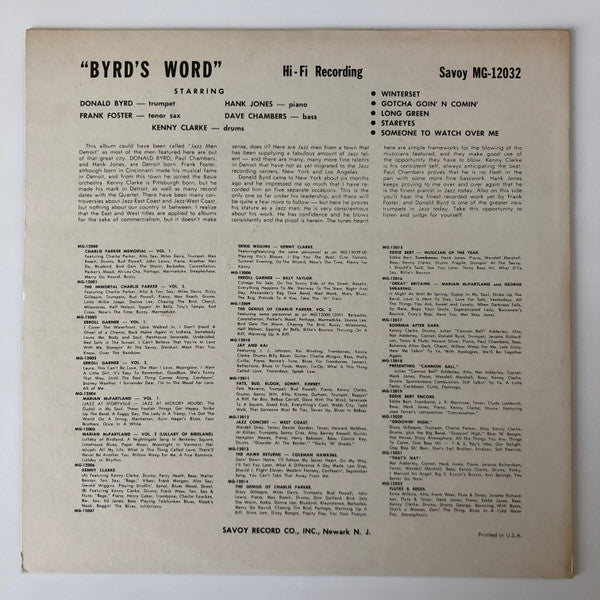 Master Release: Byrd's Word by Donald Byrd