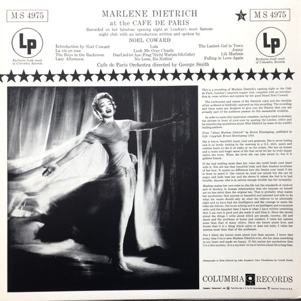 Master Release: At The Cafe De Paris by Marlene Dietrich