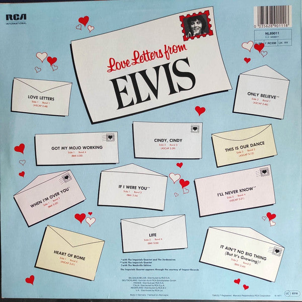 Release: Love Letters From Elvis-Vinyl-UK & Europe-1991-NL89011, NL 89011-23562206