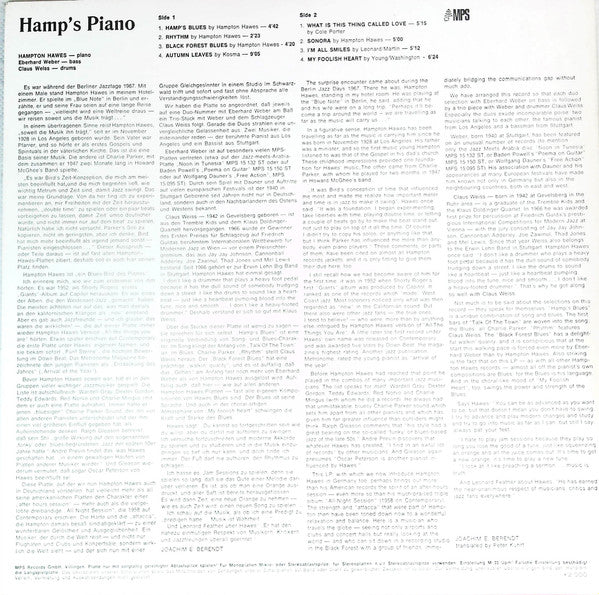 Master Release: Hamp's Piano by Hampton Hawes