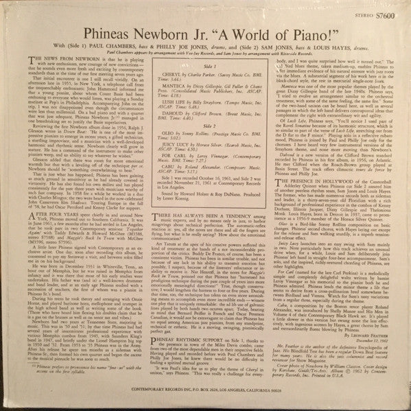Release: A World Of Piano !-Vinyl-US-1962-S7600-14529614