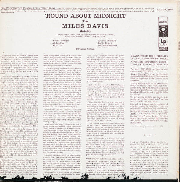 Release: 'Round About Midnight-Vinyl-US-None-PC 8649, KCS 8649, CL 949-15803412