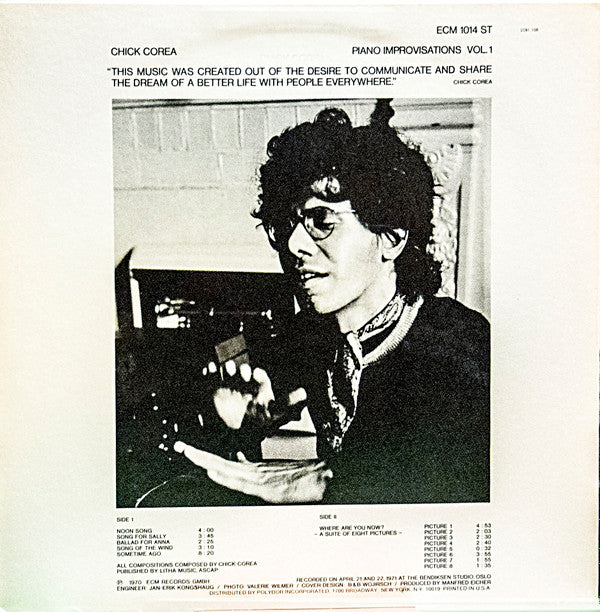 Release: Piano Improvisations Vol. 1-Vinyl-US-1971-ECM 1014 ST, 2391 108-21921469