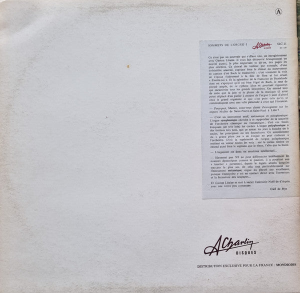 Release: Les Sommets De L'Orgue-Vinyl-France-1975-SLC-11-10037221