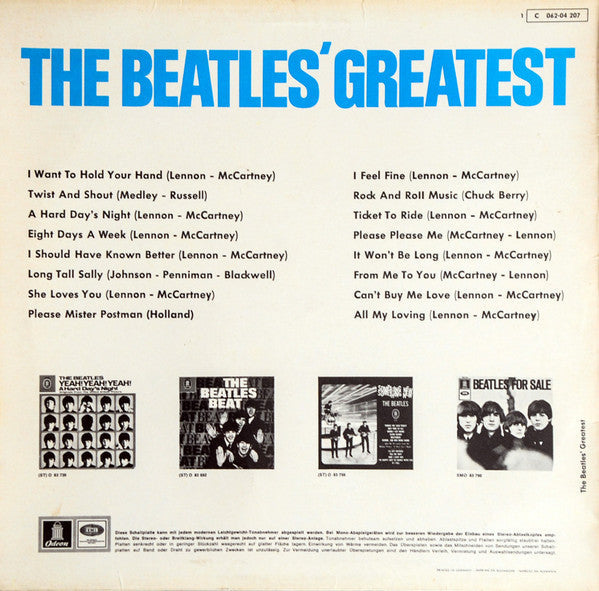 Release: The Beatles' Greatest-Vinyl-Germany-1969-1C 062-04 207-15161283